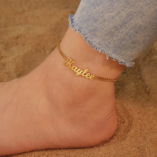 Golden Steps Initial Anklet
