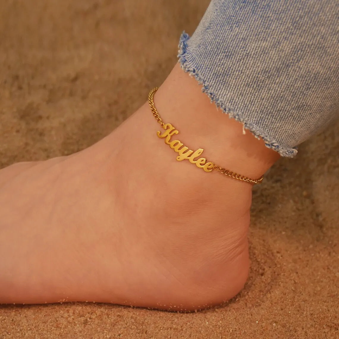 Golden Steps Initial Anklet